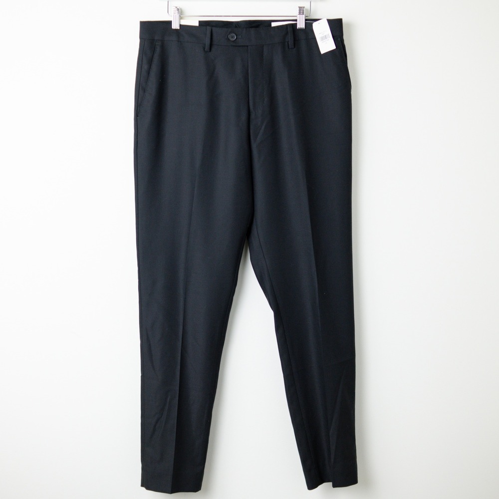 Banana Republic Slim Fit Redo Flexo Dress Pants Mens 34R Black Wool Blend NEW